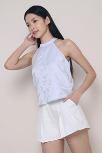 Mae Oriental Sleeveless Top Powder Blue