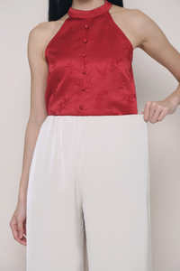 Mae Oriental Sleeveless Top Wine