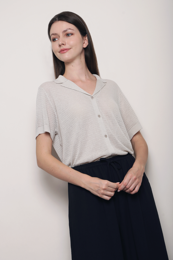Maison Net Knit Blouse Malt