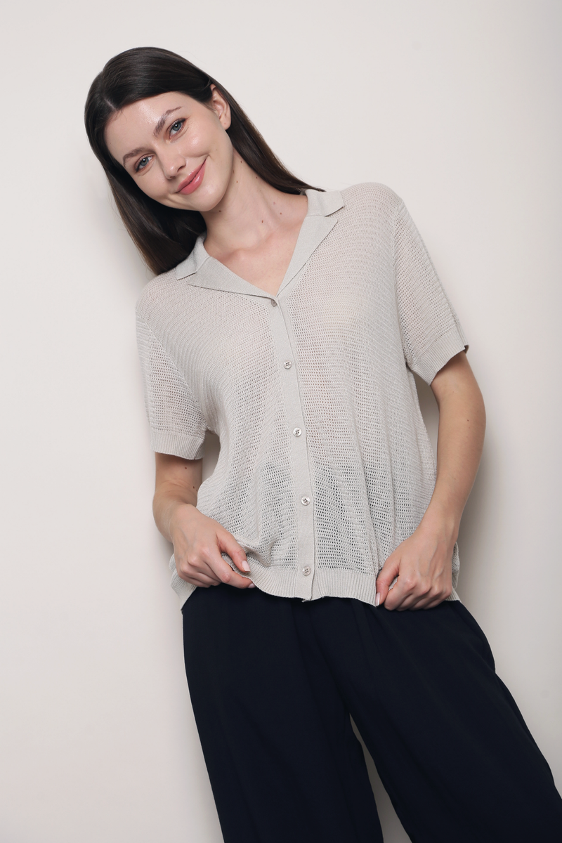 Maison Net Knit Blouse Malt