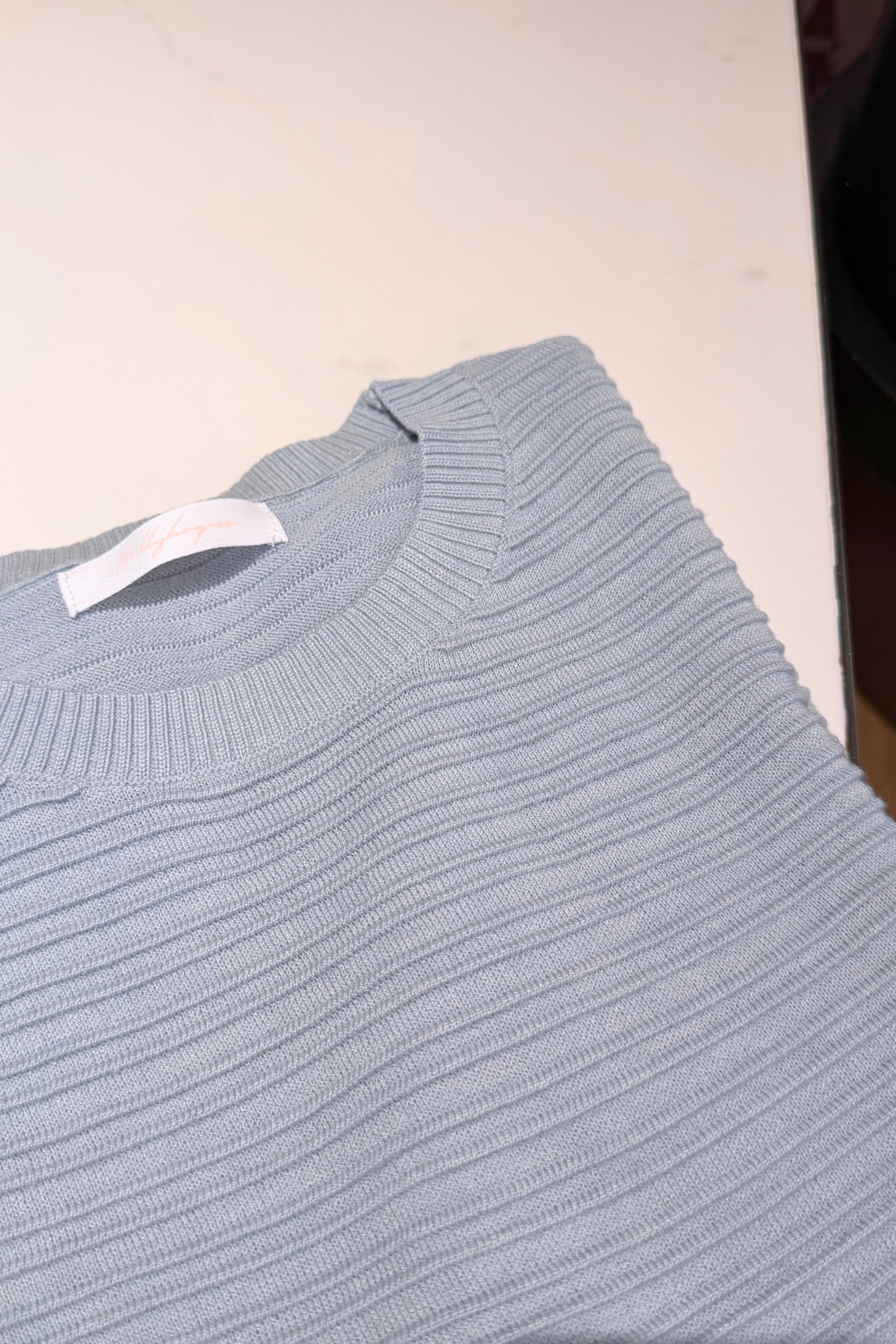 Maison Textured Knit Blouse Powder Blue (Backorder)