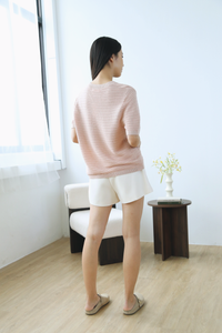 Maison Textured Knit Blouse Blush Pink (Backorder)