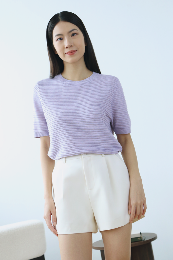 Maison Textured Knit Blouse Periwinkle (Backorder)