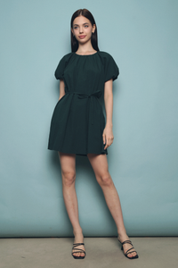 Maryanne Pleat Shift Dress Emerald