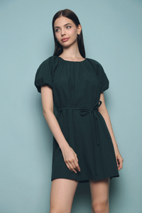 Maryanne Pleat Shift Dress Emerald