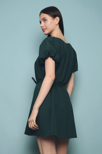 Maryanne Pleat Shift Dress Emerald