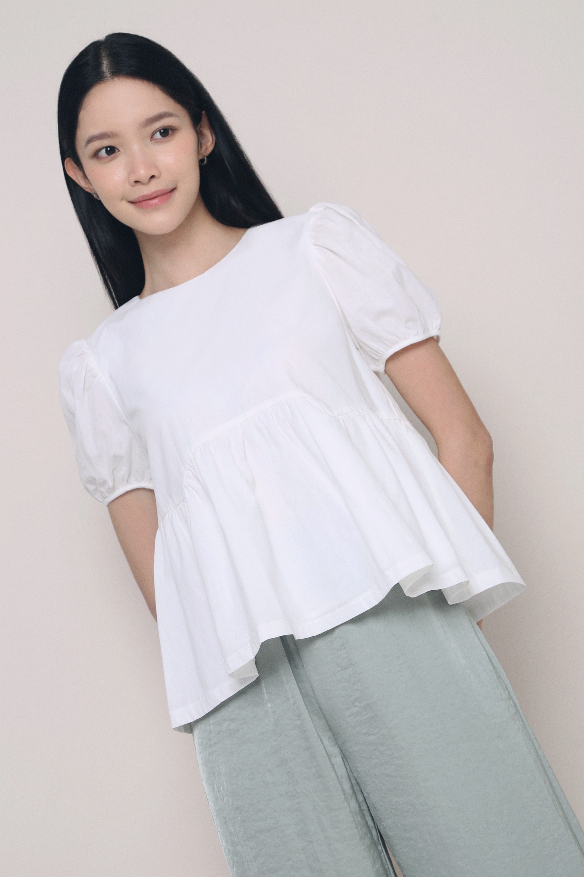 Merry Babydoll Blouse White