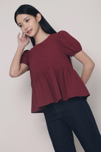 Merry Babydoll Blouse Wine