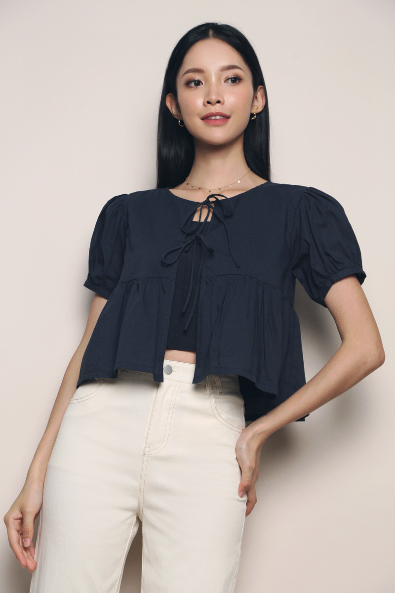 Mikki 2-Piece Tie Blouse Navy