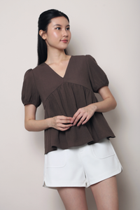 Modern Babydoll Blouse Brown (Backorder II)