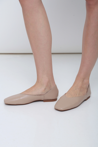 Mollie Leather Flats Latte