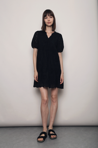 Mon Amour Broderie Dress Black