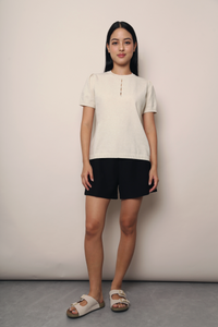 Montclair Pearl Drop Knit Blouse Cream