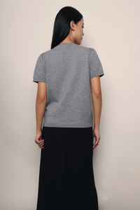 Montclair Pearl Drop Knit Blouse Grey