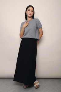 Montclair Pearl Drop Knit Blouse Grey