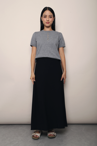 Montclair Pearl Drop Knit Blouse Grey