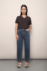 Charlie Button Down Knit Top Brown