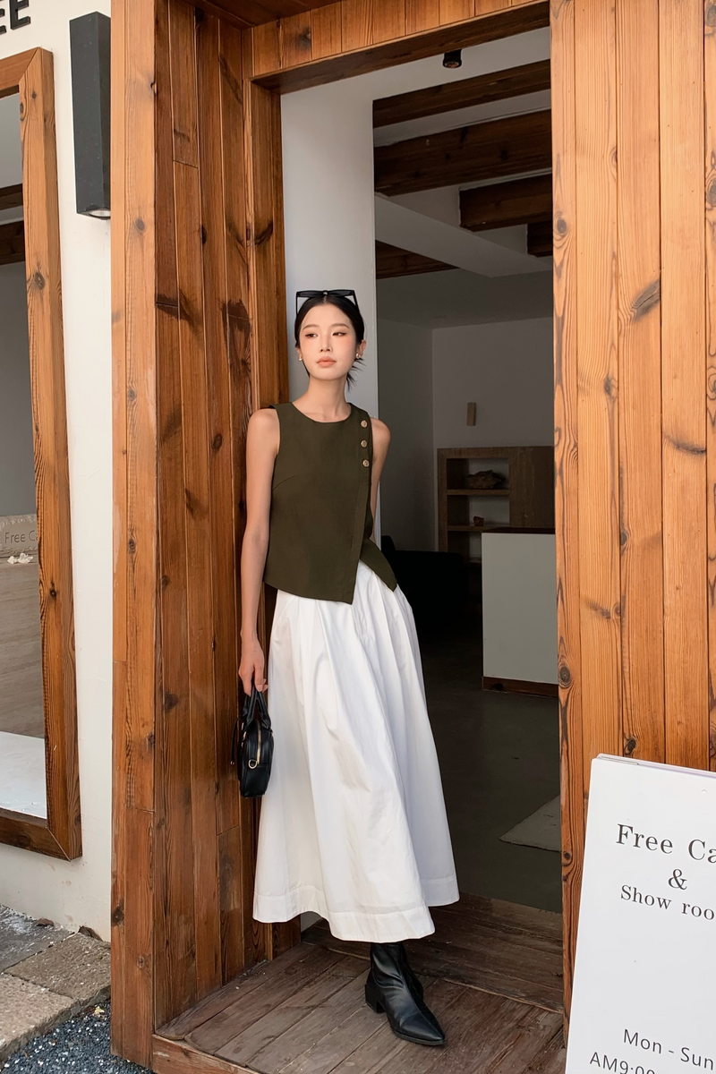 Montrose Button Top Khaki (Restock)