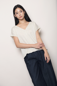 Morning Mist Button Down Knit Heather Cream (Backorder II)