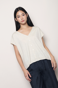 Morning Mist Button Down Knit Heather Cream (Backorder II)