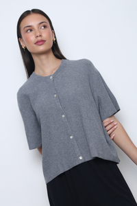 Muse Short Sleeved Knitwear Grey (Restock)
