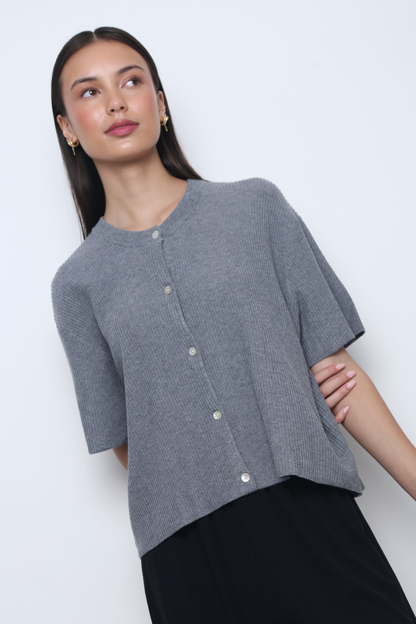 Muse Short Sleeved Knitwear Grey (Restock)