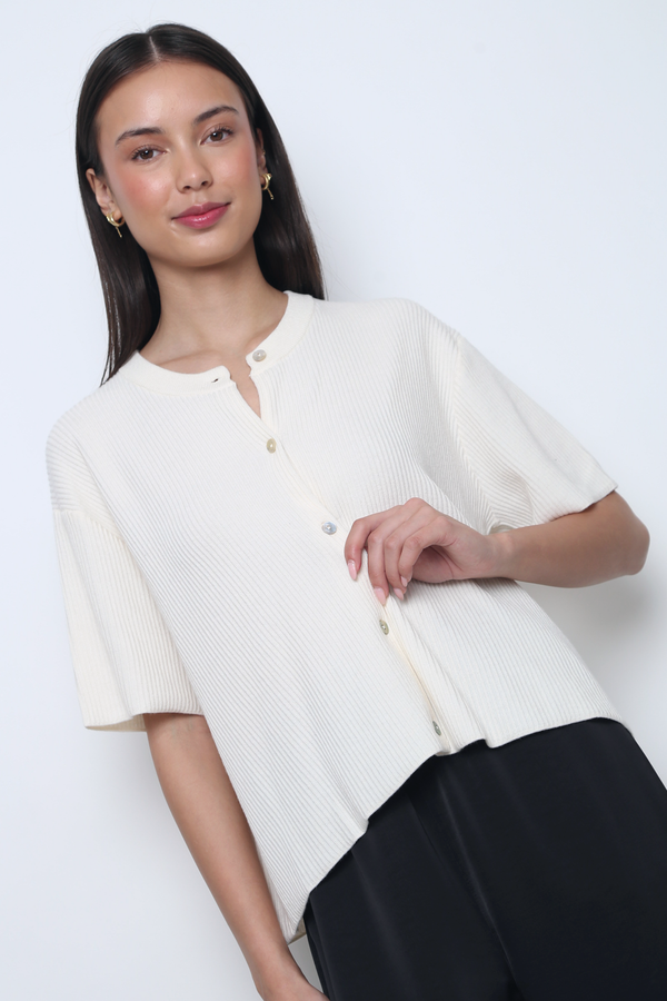 Muse Short Sleeved Knitwear Ivory (Restock)