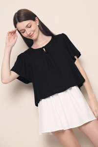 Nadya Flutter Tie Blouse Black