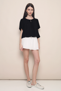 Nadya Flutter Tie Blouse Black