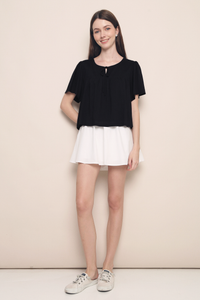 Nadya Flutter Tie Blouse Black