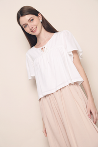 Nadya Flutter Tie Blouse White