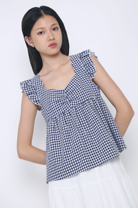 Naomi Picnic Gingham Blouse Navy