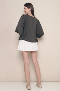 Nari Soft Pleat Blouse Taupe