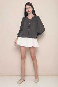 Nari Soft Pleat Blouse Taupe