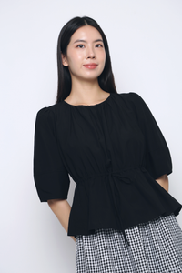 Natalina Tie Waist Blouse Black