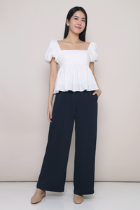 Nate Pleated Babydoll Blouse White