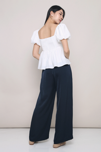 Nate Pleated Babydoll Blouse White
