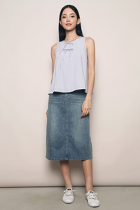 Nelly Ribbon Sleeveless Blouse Periwinkle