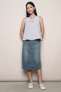 Nelly Ribbon Sleeveless Blouse Periwinkle