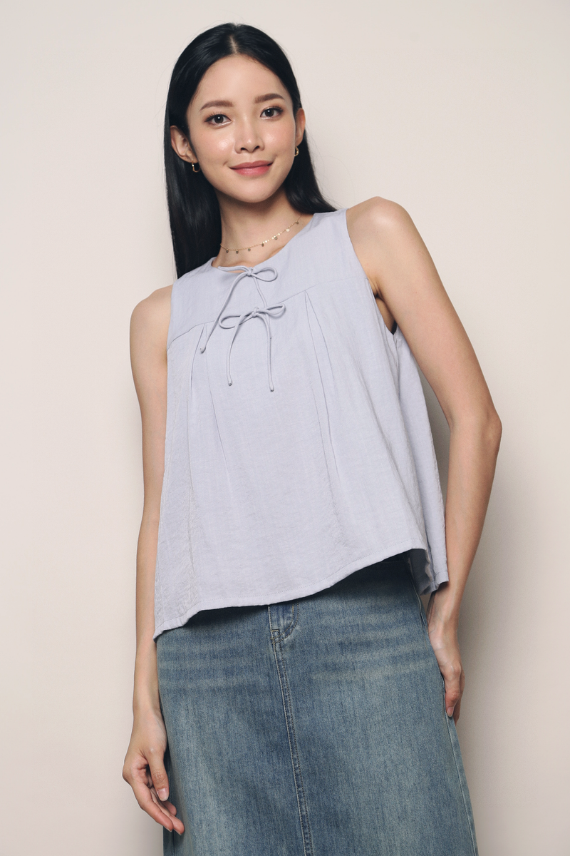 Nelly Ribbon Sleeveless Blouse Periwinkle