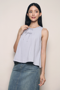 Nelly Ribbon Sleeveless Blouse Periwinkle