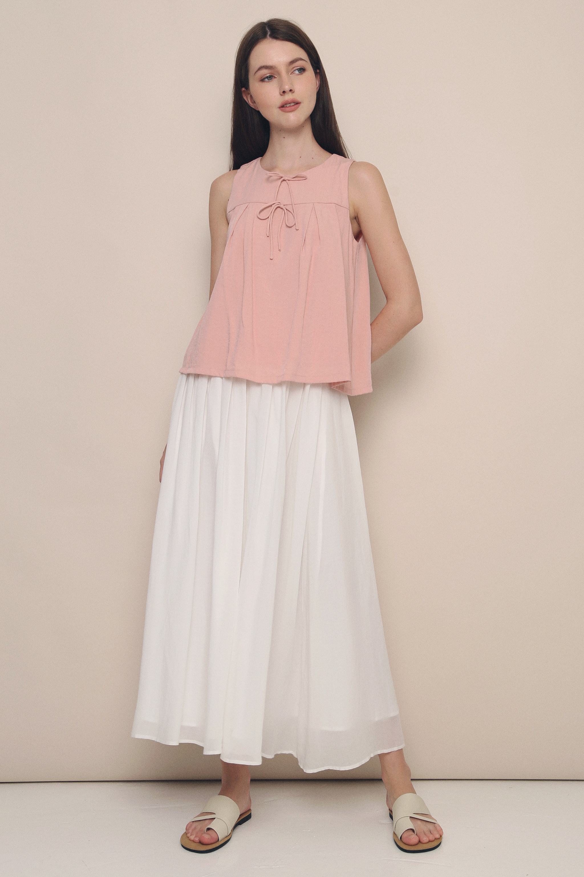 Nelly Ribbon Sleeveless Blouse Pink