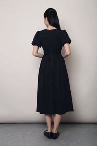 Neroli Lace Trim Midi Dress Black
