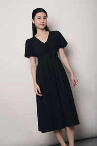 Neroli Lace Trim Midi Dress Black