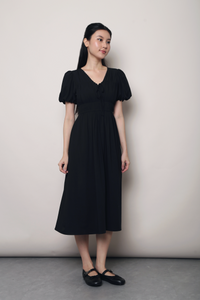 Neroli Lace Trim Midi Dress Black
