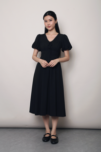 Neroli Lace Trim Midi Dress Black