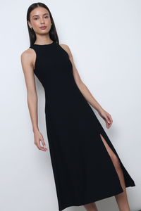 Nova Racer Slit Midi Dress Black