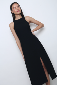 Nova Racer Slit Midi Dress Black