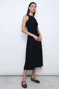 Nova Racer Slit Midi Dress Black