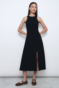 Nova Racer Slit Midi Dress Black